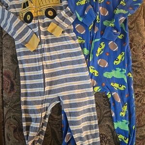 Toddler Boys' Striped Truck & Sports Footie Pajamas — Blue, Gray & Yellow